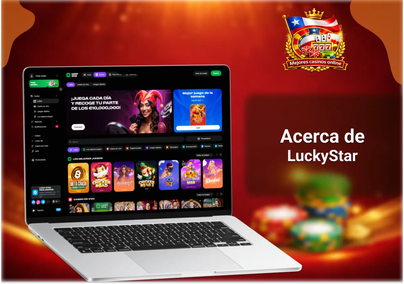 Información sobre LuckyStar Chile con casino online, promociones activas y plataforma segura